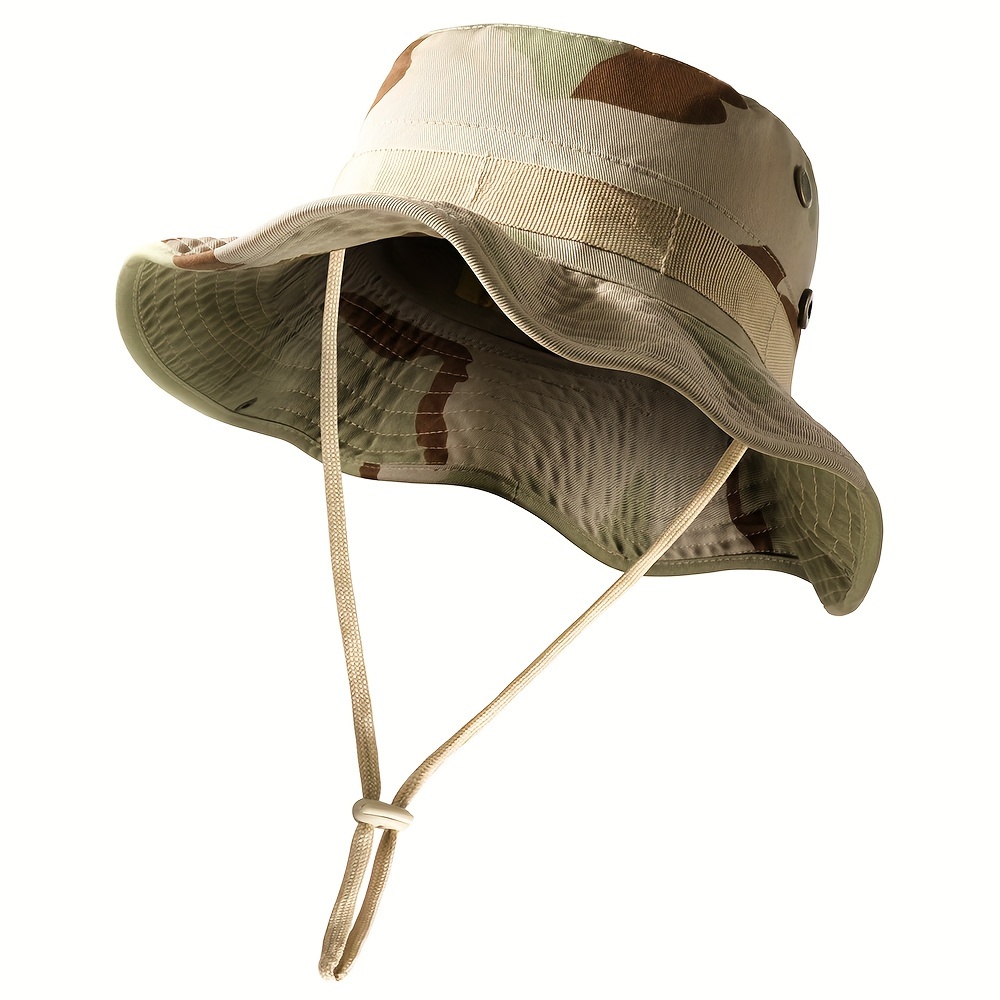 New Tactical Camouflage Breathable Sunscreen Bucket Hat, Fishing Hat, Suitable for Outdoor Mountaineering, Fishing,Temu