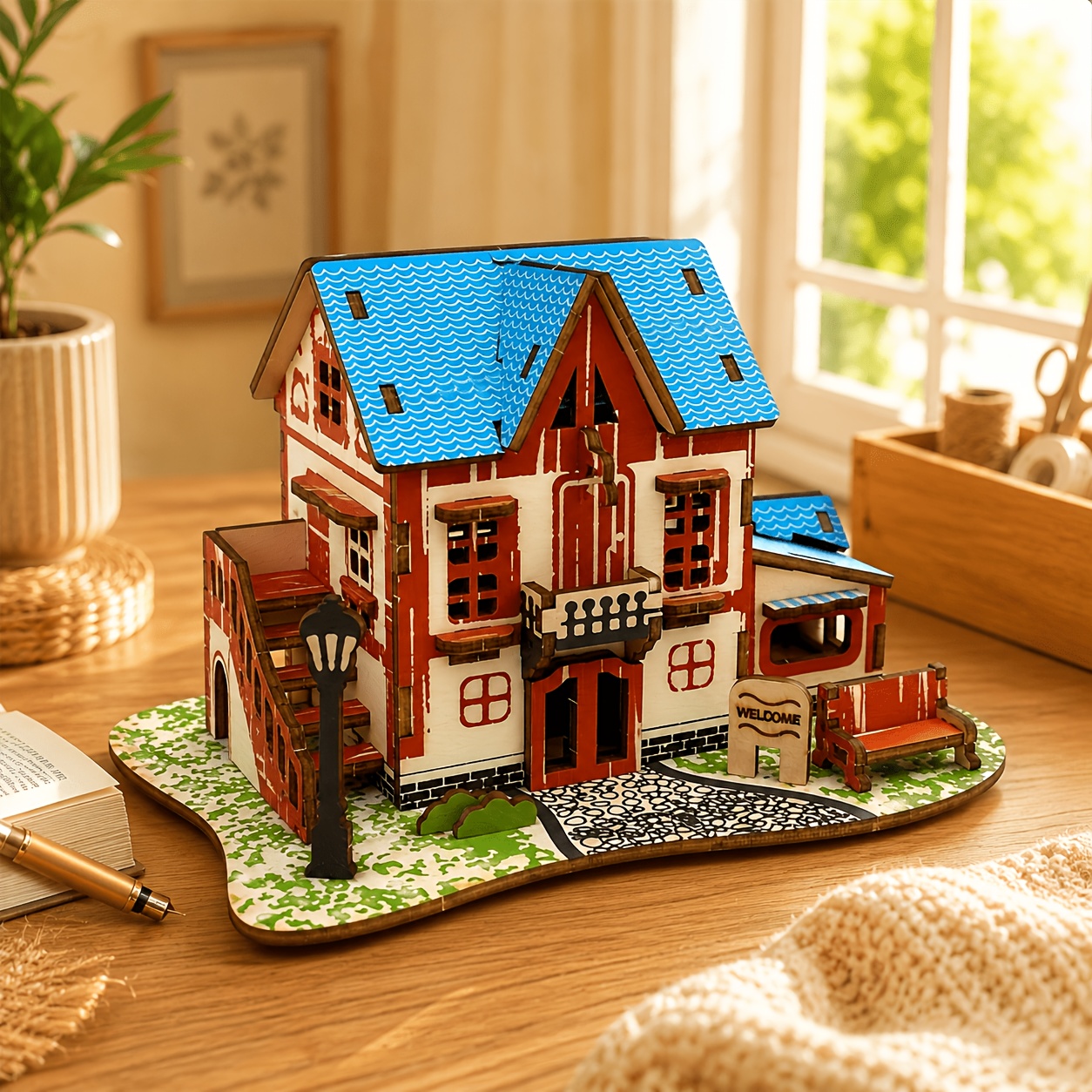 European Pastoral Double-layer Wooden 3d Puzzle House · Creative Diy Home Decoration Ornament