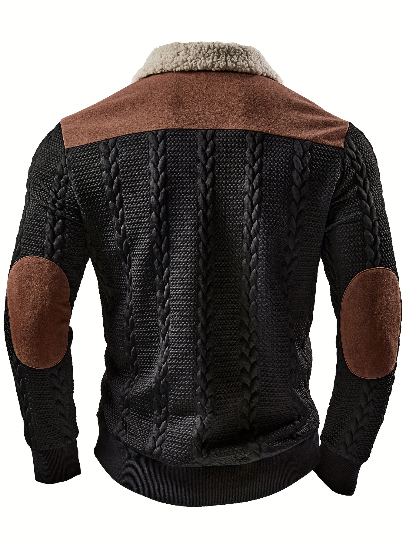 mens fashion casual sportswear autumn winter outdoor textured jacquard fabric contrast stitching zipper collar design long sleeve mens sweater Product details 2