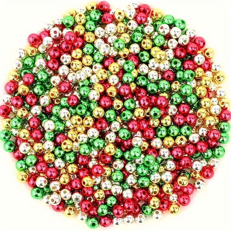 

200pcs/100pcs Assorted Acrylic Christmas Beads, 6mm/8mm, Classic Loose Hole Beads For Making, Necklaces, Bracelets, Earrings, Pendants - Crafting Supplies For Art, Diy Beads, Jewelry Accessories