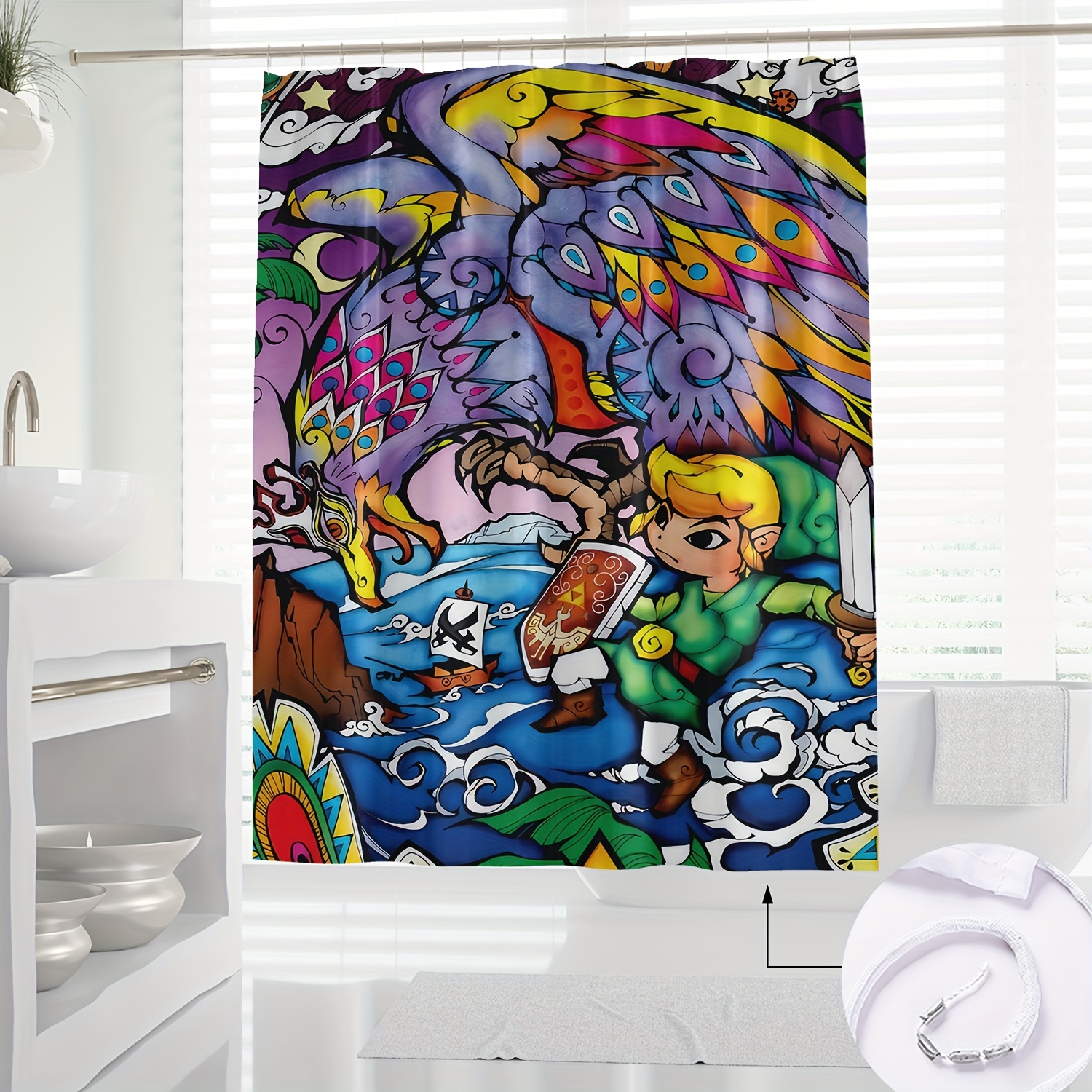 

1pc & Shower Curtain - Bathroom Decor, Polyester, , Unique , 71x71
