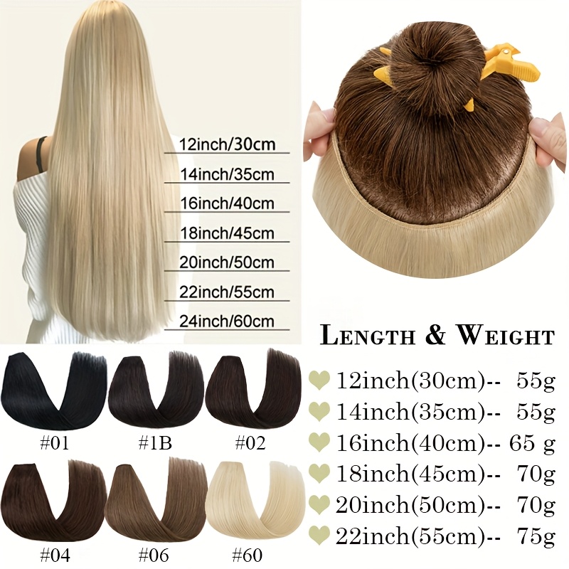 1pc 5 clip in elegant straight v shape hair extension real human hair accessories for women and girls 16 22inch   look with decorative clips increase hair volume halloween christmas festival   diverse hairstyles   details 5