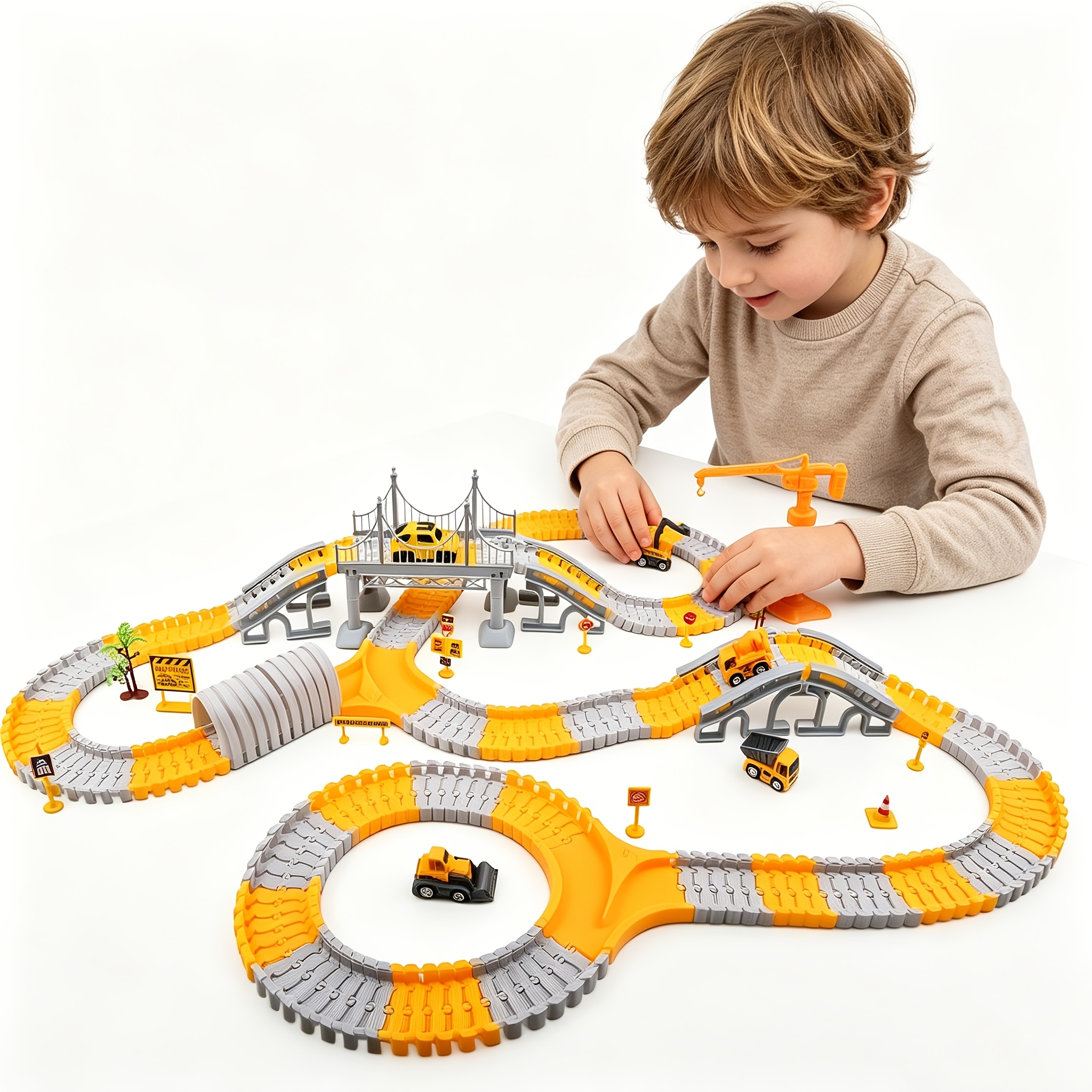 Image of Building Toy System With , Crane & - Diy Railway Train Set Suitable For Age 3+, Non-electric Motor-free Operation, Color For Role-play Learning Gift (no /)