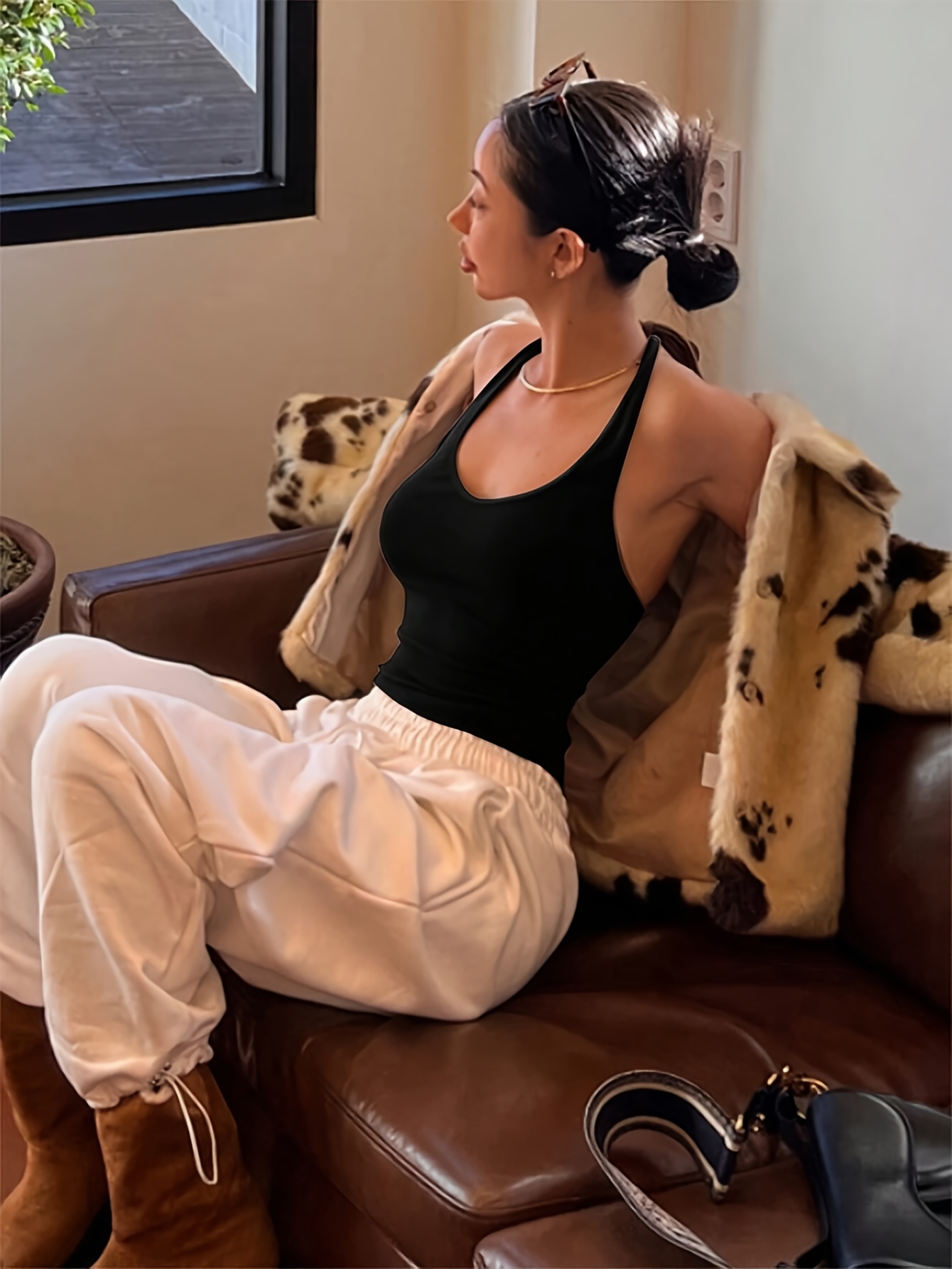 Women's Sexy Backless Halter Top - Stretchy Shirt with Slim Fit, Non-See-Through Backless Blouse for Party, Date, Everyday - OKde Women's Clothing, Date Night, Feminine Design, Comfortable Fit, Stylish Vest, Fashion Lovers