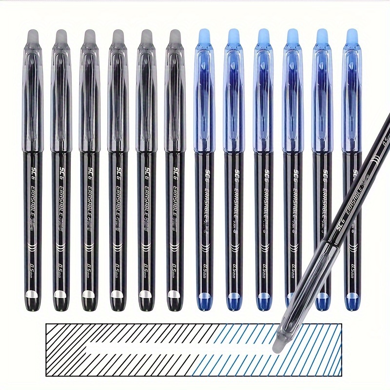 

6pcs Movable Erasable Pen 0.5 Mm Needle Tip Uncap Erasable Neutral Brush Questions, Notes, Office Special Magic Erasable Black/blue Erasable Pen