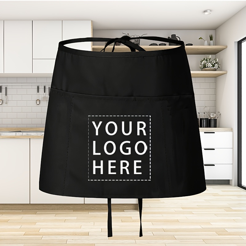 TEMU Custom Photo And Text Half-apron, Supports Logo And Personalized Pattern Printing, Multiple Pockets For More Convenient Tool Storage, Adjustable