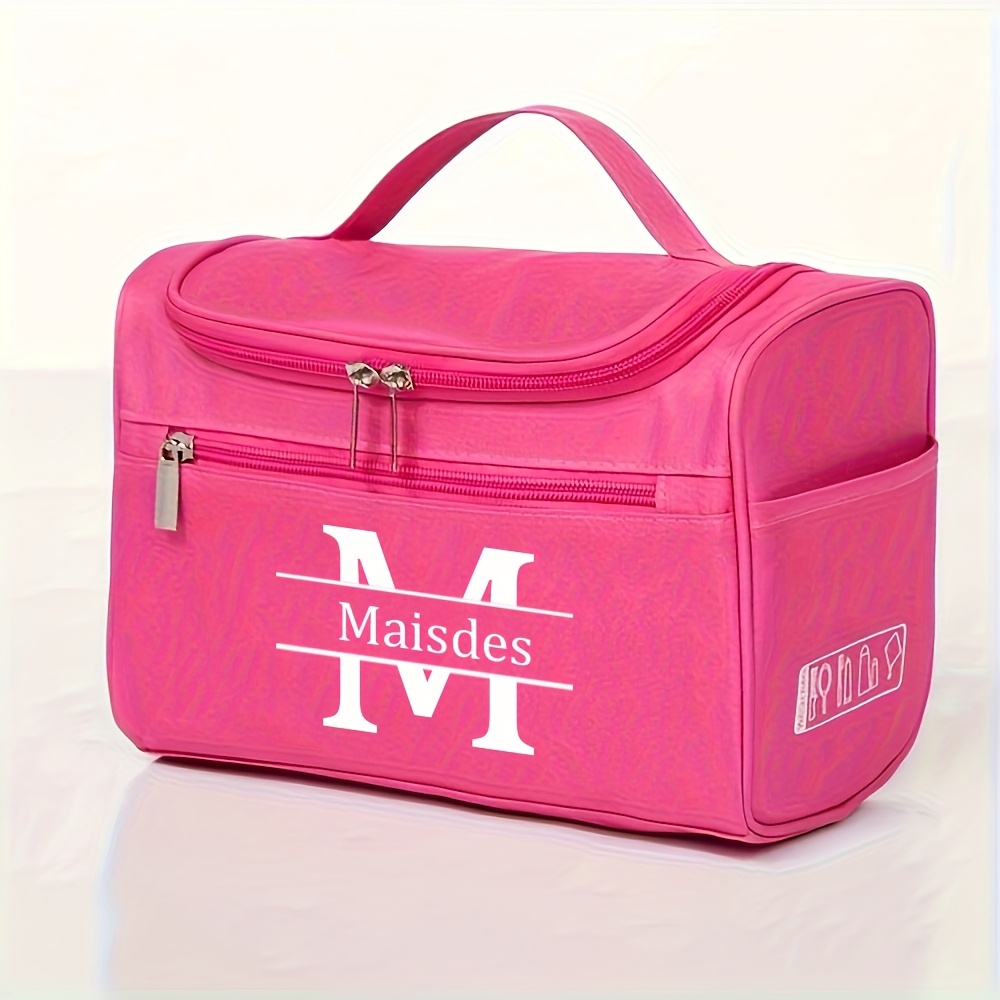 TEMU Personalized Name/logo Custom Toiletry & Travel Bag - Zippered Cosmetic Organizer With Name Tag, Compact Portable Gift For Women/men, / - Add