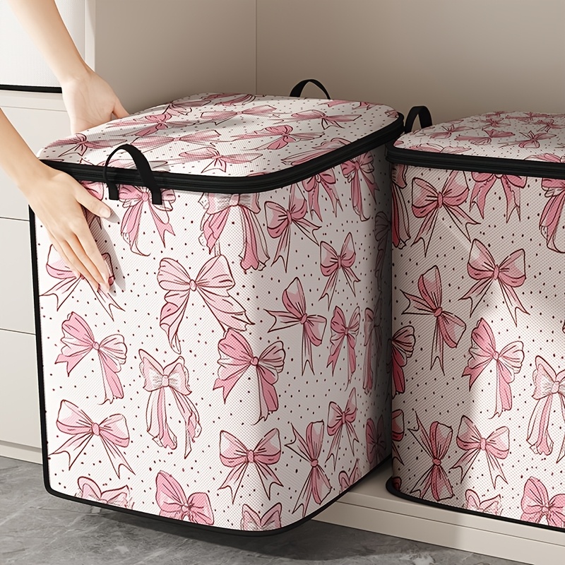 

Large Capacity Storage Bag With Pattern Print, Organizing Storage Bag, Foldable Clothes Storage Box, With Strong Zipper Clothes Storage Container, Suitable For Clothes, Blankets, Quilts, Etc