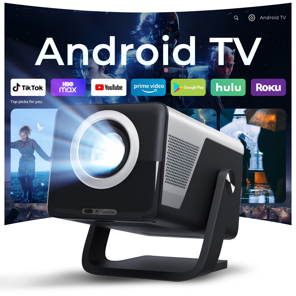 E-shop 8K Smart Projektor mit Wifi6 und BT5.4, 1500 ANSI, 14, Outdoor Projektor mit Auto Focus, tragbarer kabelloser Gaming Wifi Projektor für Filme im