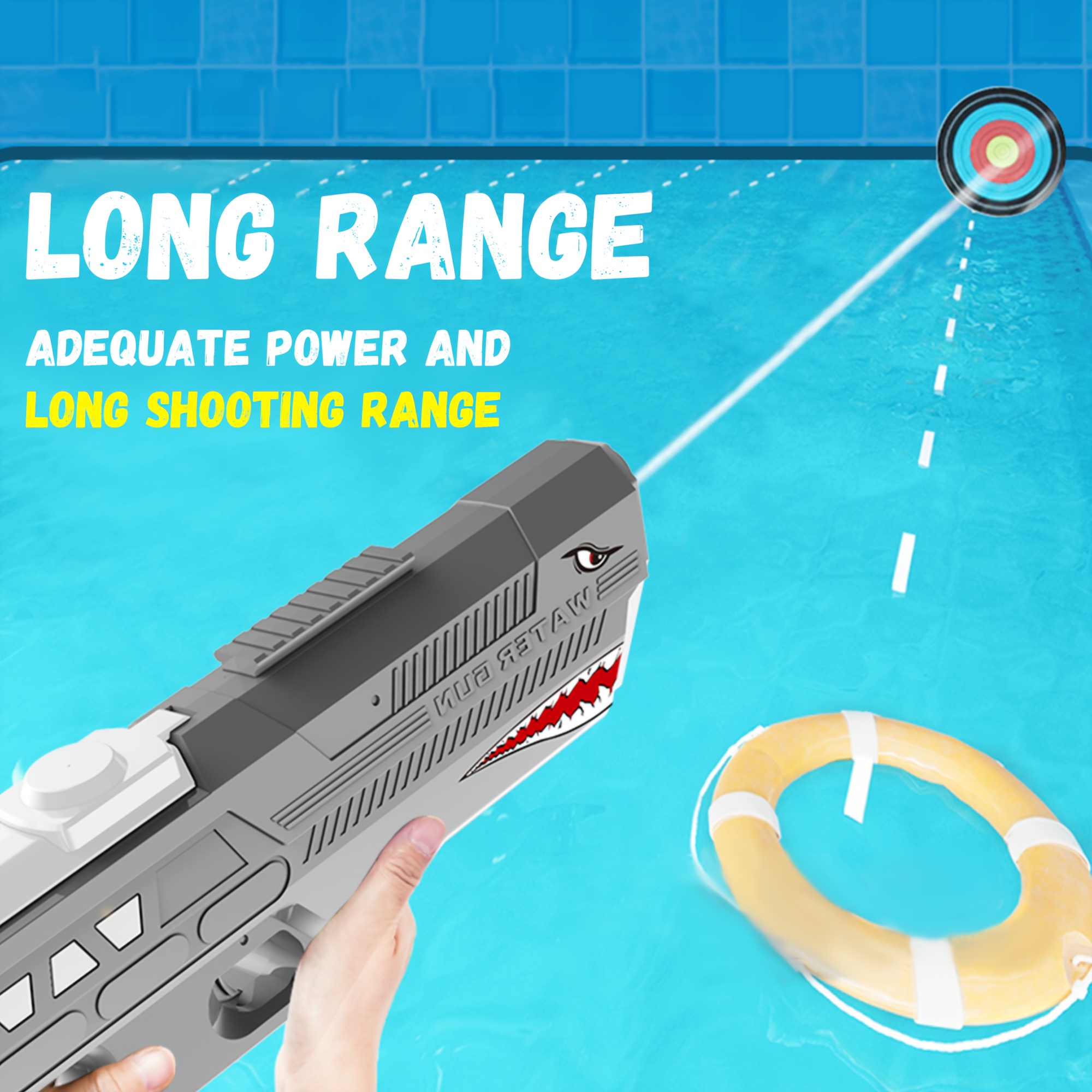 Large Capacity Shark Shaped Electric Water Gun, rechargeable-Aquatic Toys for Beach and Pool, Great for Adults and Youngsters in Summer and Outdoor, Ideal for easter And Birthday Gifts