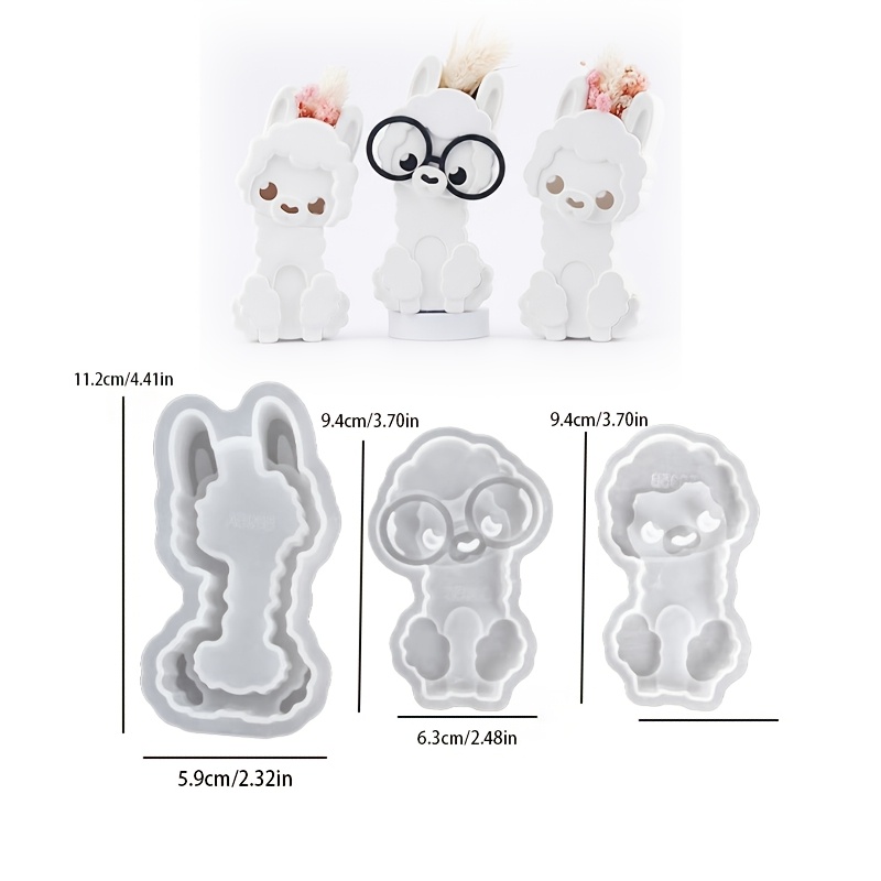 Image of 3pcs Silicone Molds For Casting Alpaca Lamp Box Gypsum Resin Mold Home Courtyard Lawn Desktop Atmosphere Decoration Holiday Housewarming Birthday Gift Handicrafts Silicone Mold