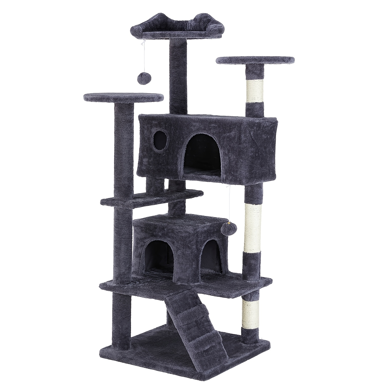 

Deluxe 54" Multi-level Cat Tree With Sisal Scratching Posts, Plush & Cozy Hideaway Caves - Ideal For Multi-cat Homes