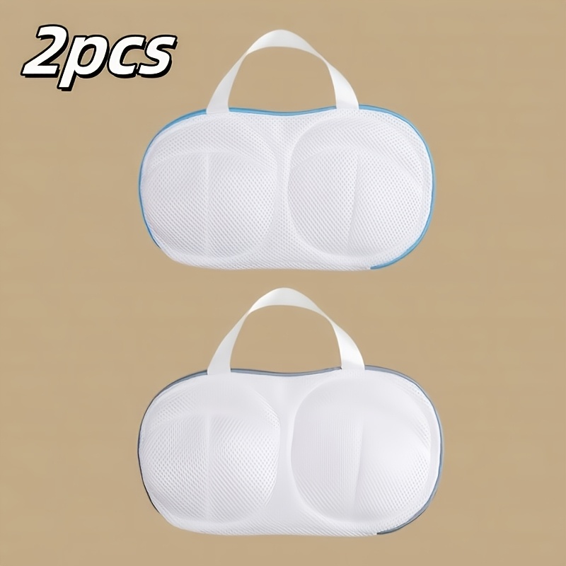 TEMU Portable Travel Lingerie Wash Bag Bra Anti-pressure Storage Bag Washing Machine Protective Wash Bag 2pcs Set, Laundry Bags