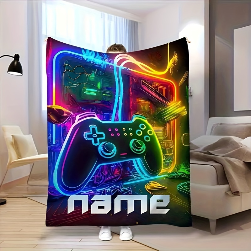 

Custom Gaming Controller Print Flannel Throw Blanket - Personalized, For Couch, Bed, Travel, Camping, Living Room, Office - Machine Washable, Comfort