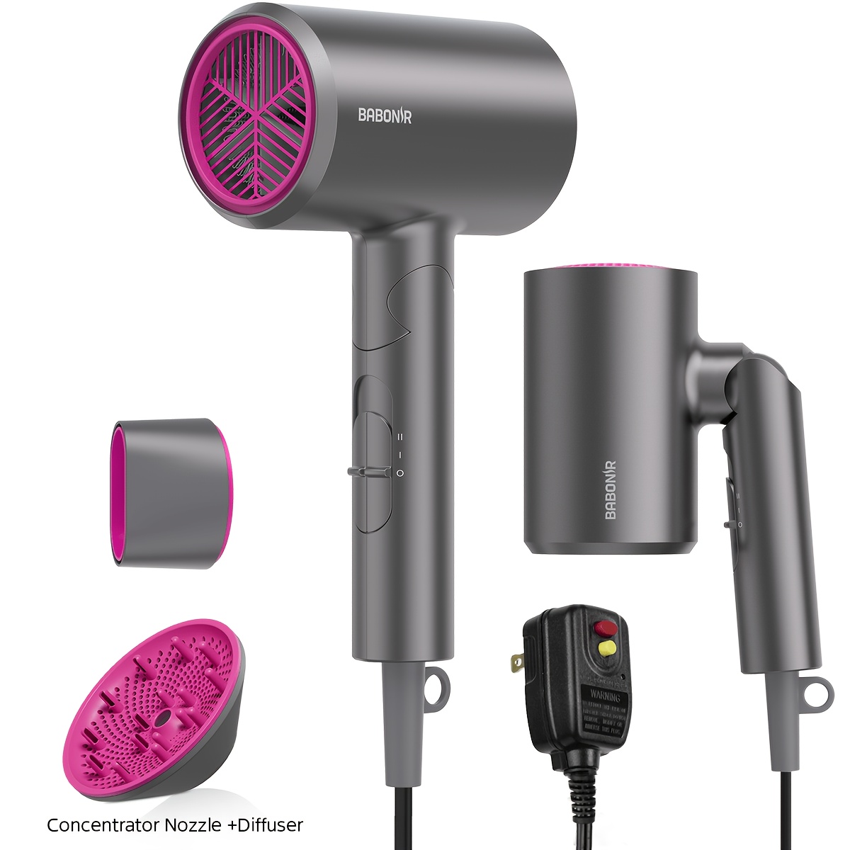 TEMU Quick-drying Hair Dryer Featuring A Diffuser For Curly Hair, 1875w Professional Blow Dryer Suitable For Women And Men, Lightweight And Powerful