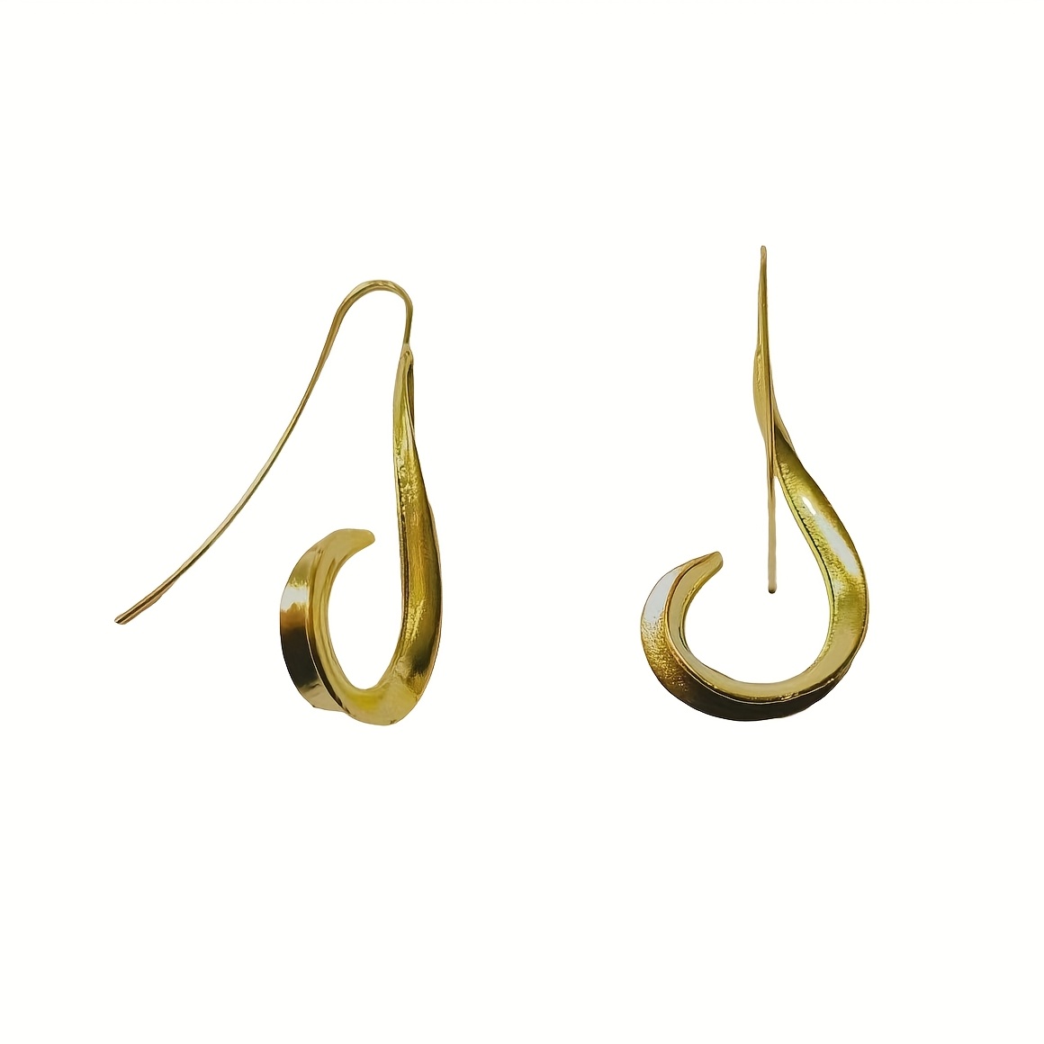 2pcs Asymmetrical Fishhook Earrings Geometric Minimalist Punk Style