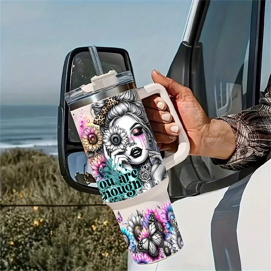 

3pcs/set Bohemian Sunflower Front Girl Picture Design Uv Dtf Transfer Sticker Tumbler Diy Package Transfer Sticker For 40oz Glass Tumbler Waterproof Sticker Bottle Sticker - High Quality