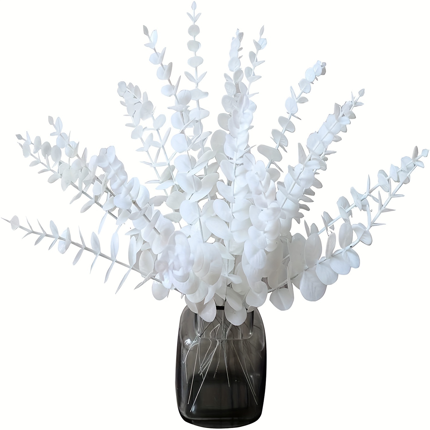 

10pcs Artificial Eucalyptus White Leaves Artificial Branches For Wedding, Flowers Arrangement Art Home Decoration Artificial Flowers Fall Decoration Fake Plants Wedding Diy Flower Arrangement