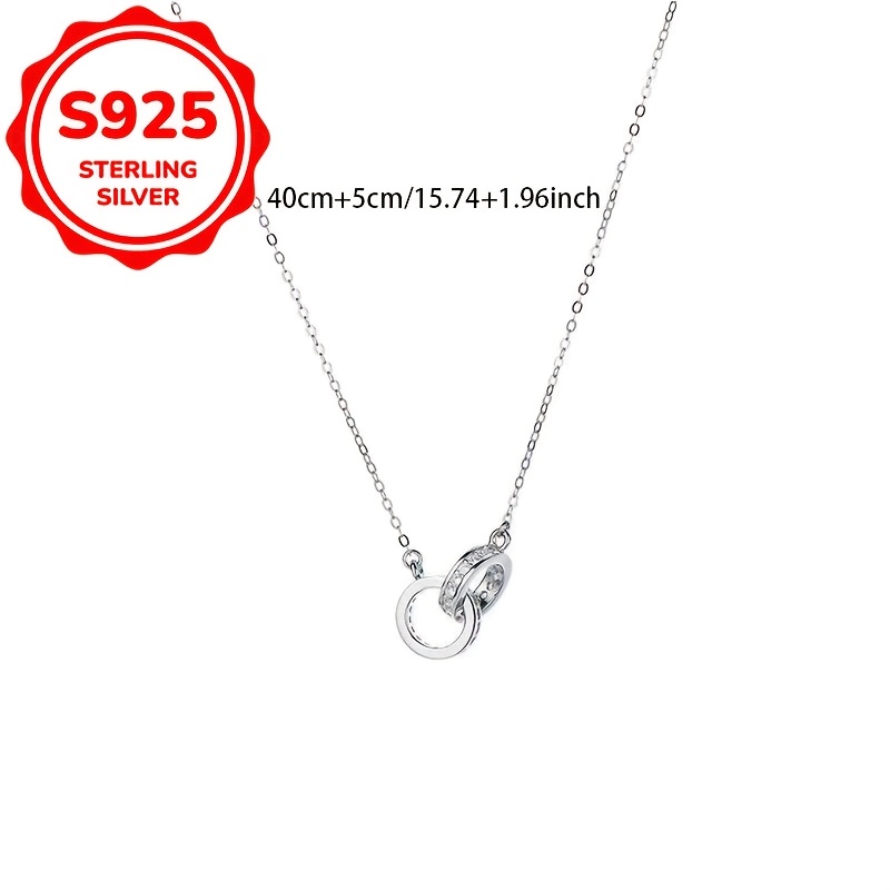 Women's S925 Sterling Silver Minimalist Double Hoop Necklace