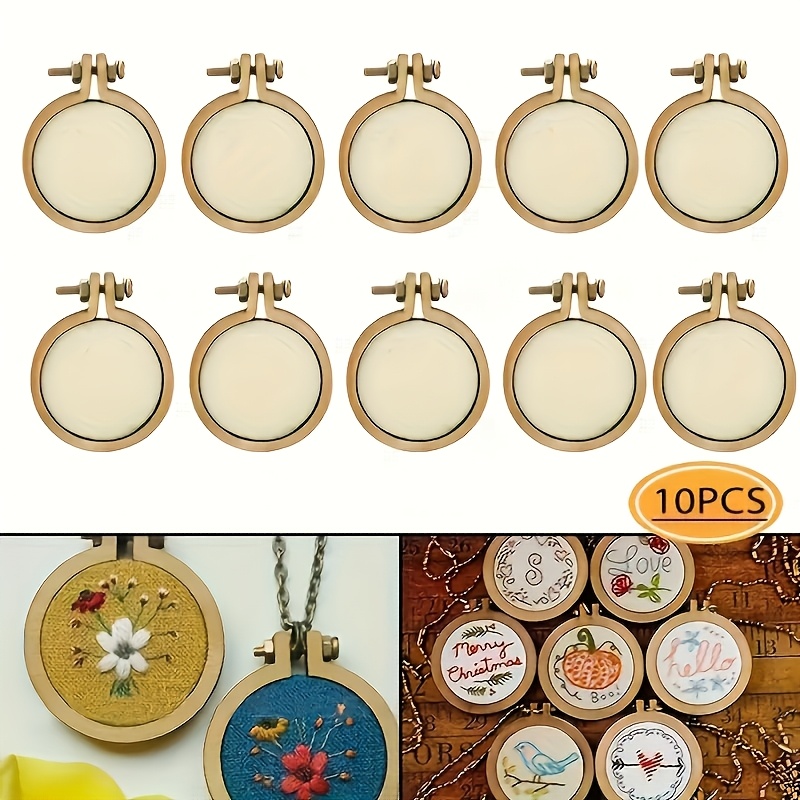 10 Pcs(47mm*40mm) Mini Embroidery Hoop Ring Wooden Stitch Frame Hand Crafts Tool