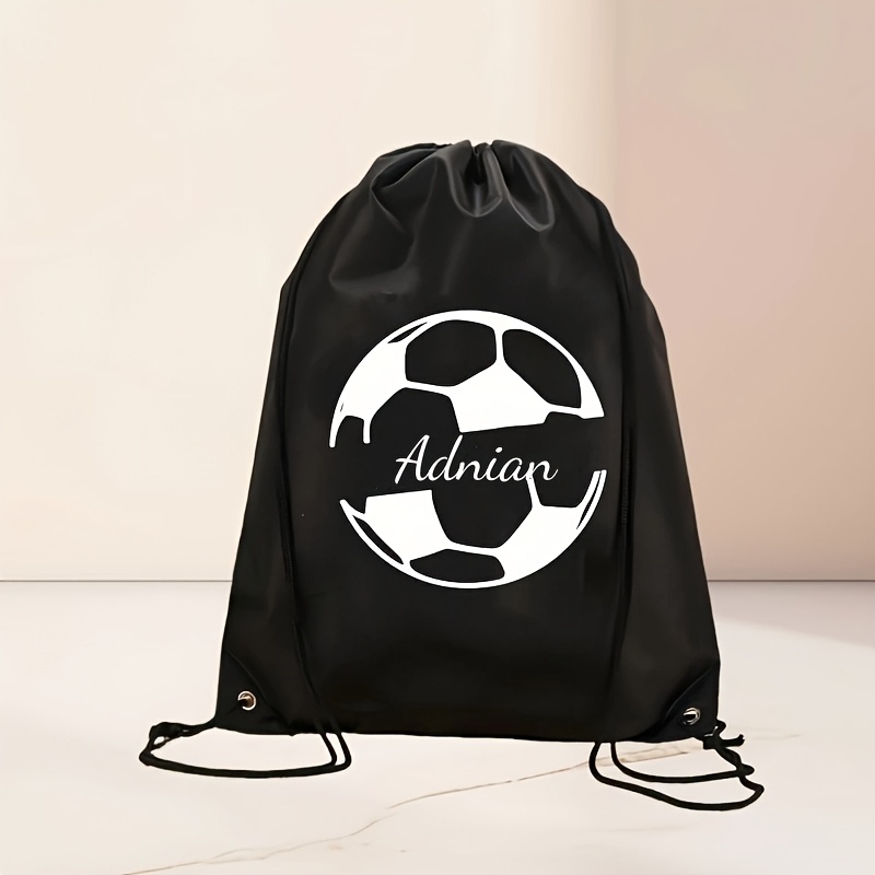 TEMU A Customizable And Unique Personality Football Printed Leisure Bag, Gym Bag Sports Bag Lightweight And Foldable, Solid Color Drawstring Bag,