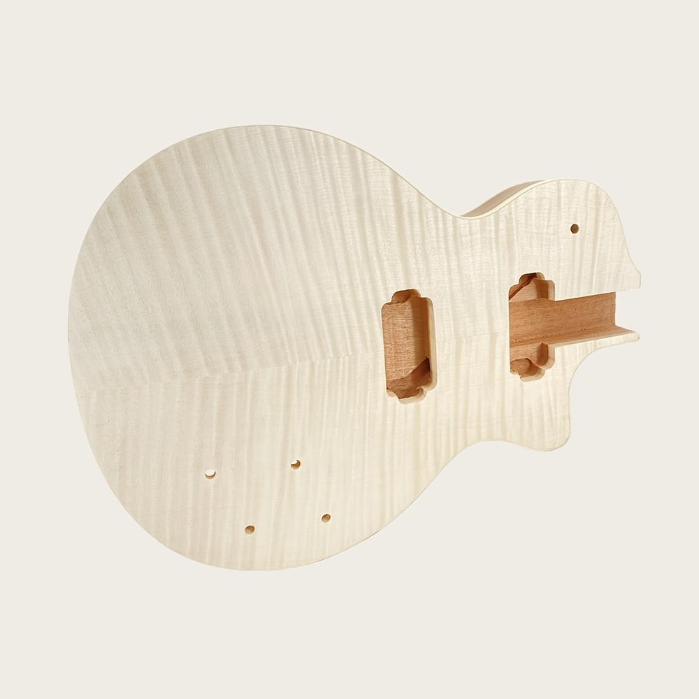 Image of Guitar Body, H-h Flame Maple Veneer 1pc Unfinished Body Parts Pre-cut Humbucker Replacement Adhesive Heel