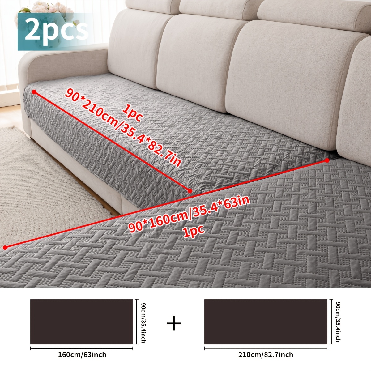E-shop 2er-Set Moderne Sofabezüge | Weiches, gestepptes, besticktes Polyester, rutschfest, maschinenwaschbar, geeignet für alle Jahreszeiten, passend