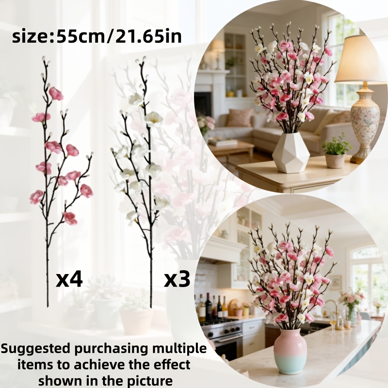 TEMU Set da 7 pezzi di rami artificiali di fiori di e rosa, adatti per decorazioni per la casa, tavoli da , feste, matrimoni, composizioni fai da te