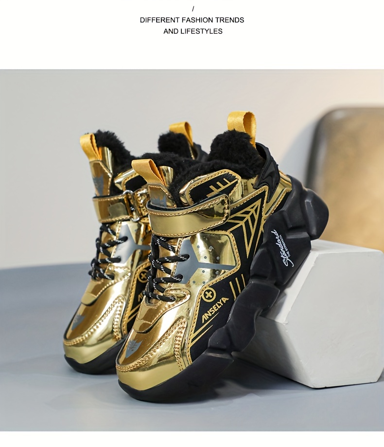 Jongens Sneeuwlaarzen met Dikke EVA Zolen en Pluche Voering, Jongens Casual Schoenen, Lichtgewicht Modieuze Trendy Schoenen, Sportieve School Schoenen voor Jongeren, Buitenshuis Hardloopschoenen voor Jongens, Grote Warme Kinderen Schoenen Herfst- en Wintermodellen