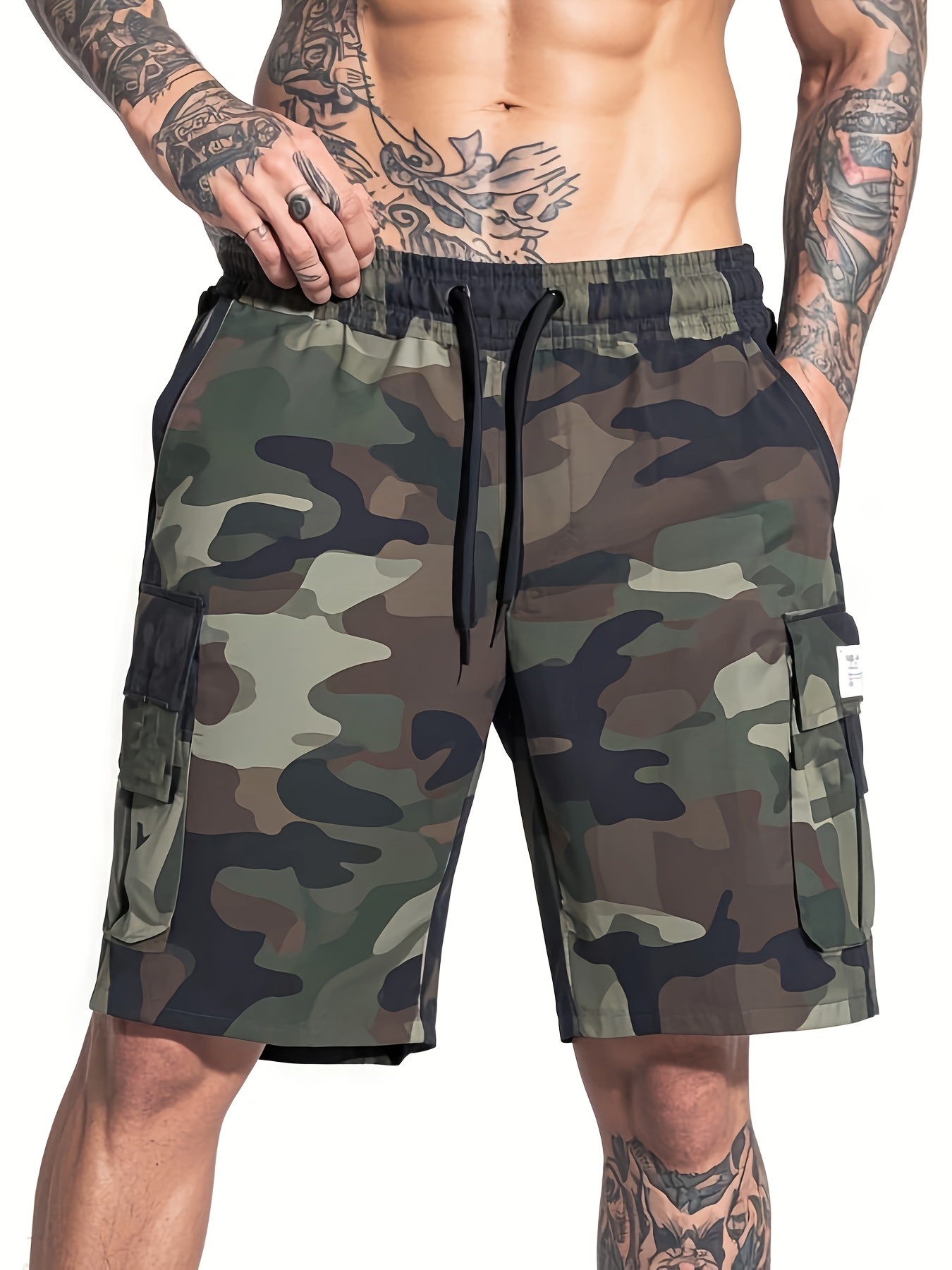 Men's Camouflage Cargo Shorts - Summer Loose Quick-Dry Casual Beach and Outdoor Activity Wear