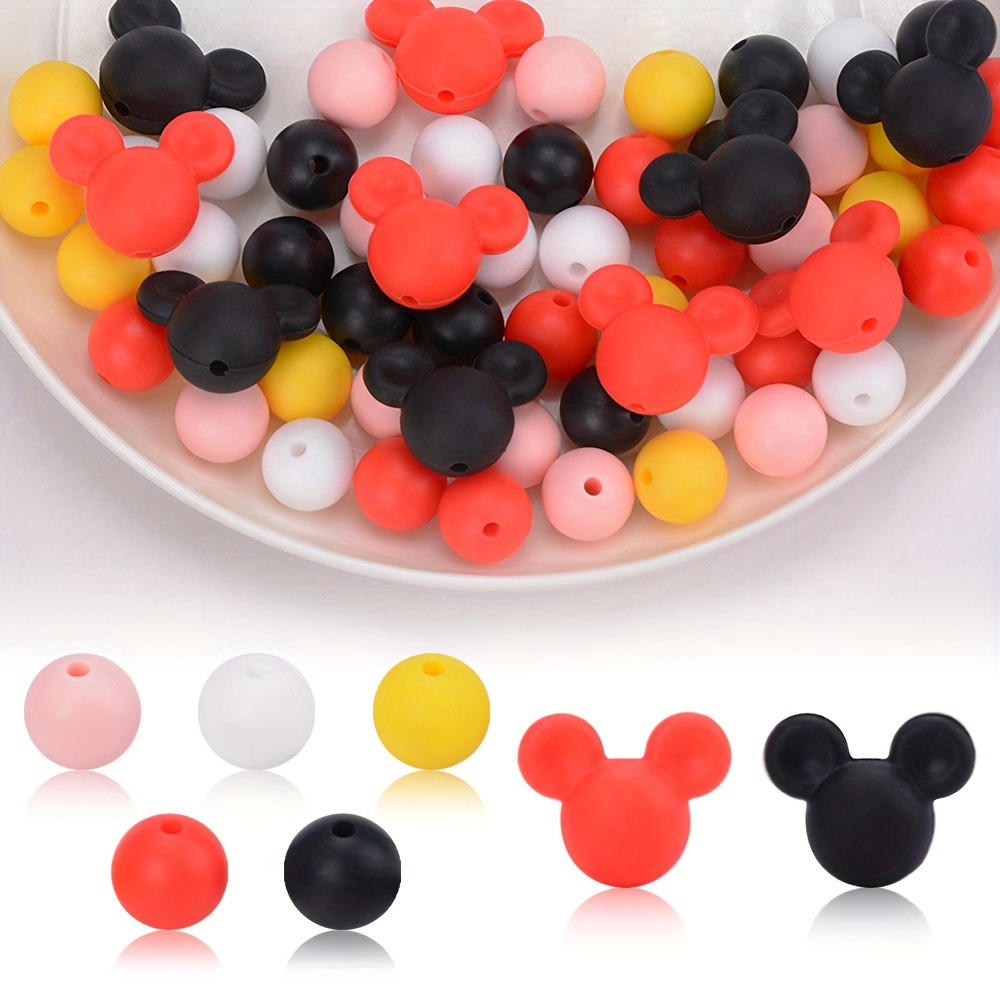 Mouse Round Shape Silicone Beads Loose Spacer Beads Key - Temu
