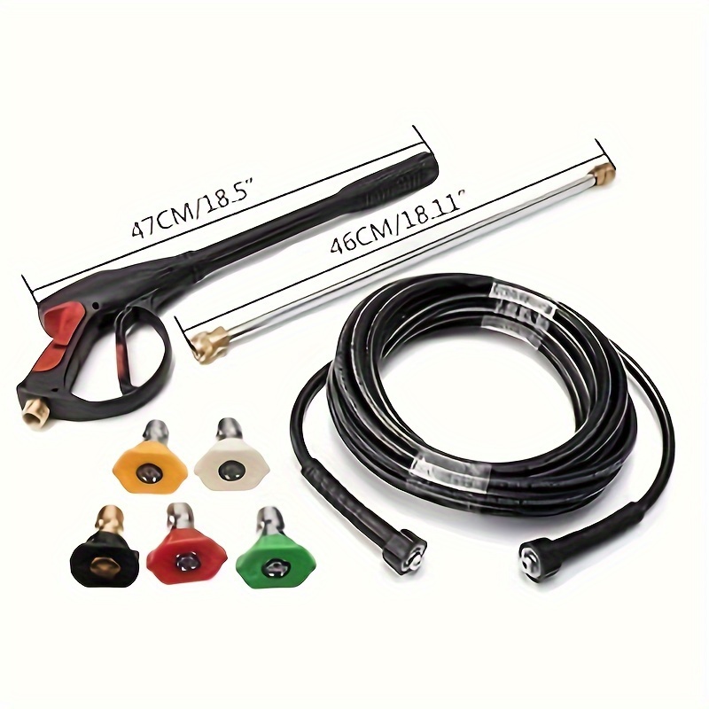 TEMU For Washers (1 Rod, 5 Nozzles, 8 Metre Hose) High Pressure Power Washer Hose Hose Kit + 5 Nozzles