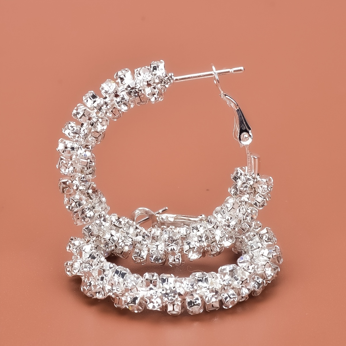 TEMU 1 Paire de Boucles d'Oreilles Créoles Vintage à Strass pour Femme - Plaqué K, Idéal pour Mariage, Cadeau Bijou , Créoles Élégantes à Toute