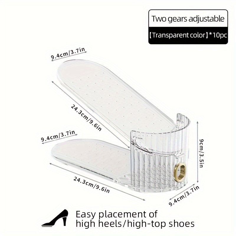 10-Pack Plastic Folding Shoe Rack Organizer, Double-Deck Storage Holder