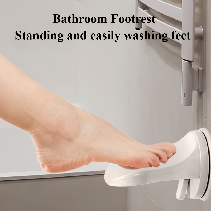 

Upgraded Shower Foot Rest With Strong Non-slip Suction Cups - Portable Step Stool For Shaving &