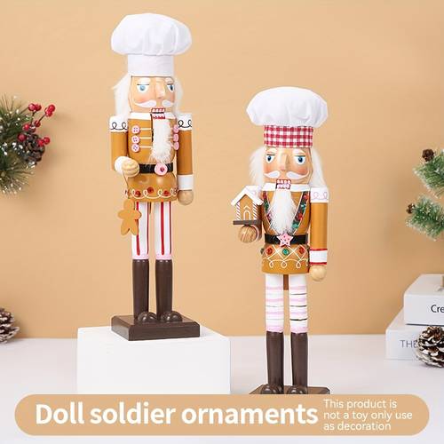 1pc gingerbread nutcracker chef wooden figurine festive kitchen decor european creative christmas gift suitable for thanksgiving new year nutcracker ornament