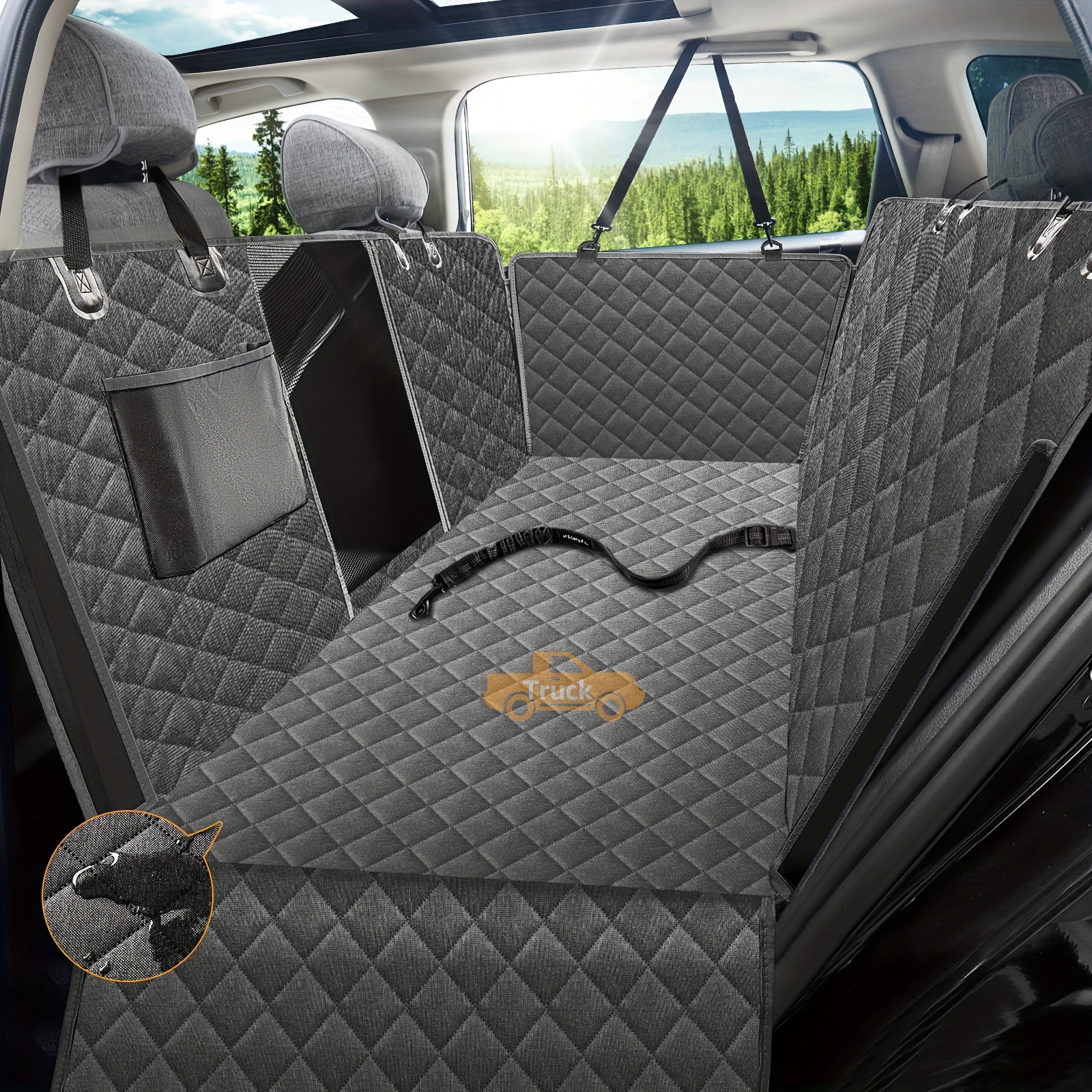 

Dog Back Seat Covers For Trucks, 100% Waterproof With Big Mesh Window, Xl Nonslip Scratchproof Dog Truck Hammock, Heavy Duty Seat Covers For Full Sized Pickup Trucks F150 (gray)