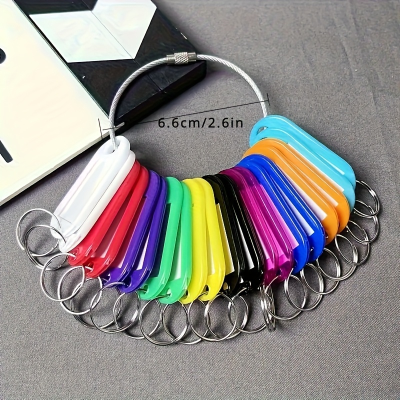 Image of 20pcs Colored Tag Tags + 1 Bag Glue Wire Loop, Dormitory Key Organizer - Durable Pp Material, Office And Rental Property Key Chain