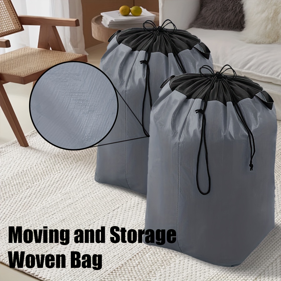 

2pcs Heavy Duty Moving Bags With Drawstring & Handles - Waterproof, Space-saving Storage For Home, Closet, Camping