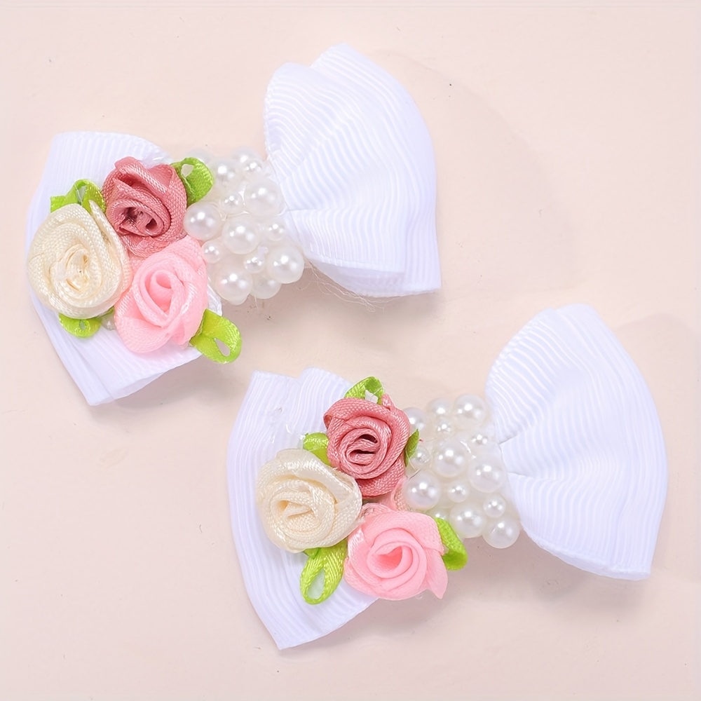 Image of 2pcs Style Bow Hair Clips With Faux Elegant Grosgrain Ribbon Polyester Barrettes For Casual Accessories Fashionable Summer Clip For Daily And Party Wear