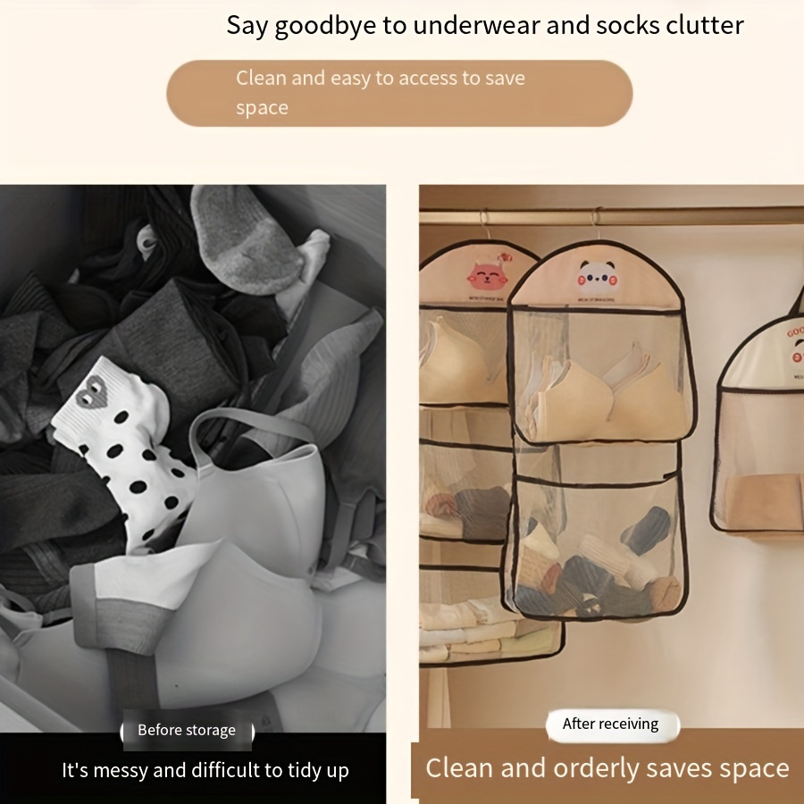 3-уровневый висячий органайзер для гардероба, сетчатый стеллаж для хранения носков, нижнего белья, универсальная многофункциональная сумка для общежитий, шкафов, экономящий пространство дизайн детали 4