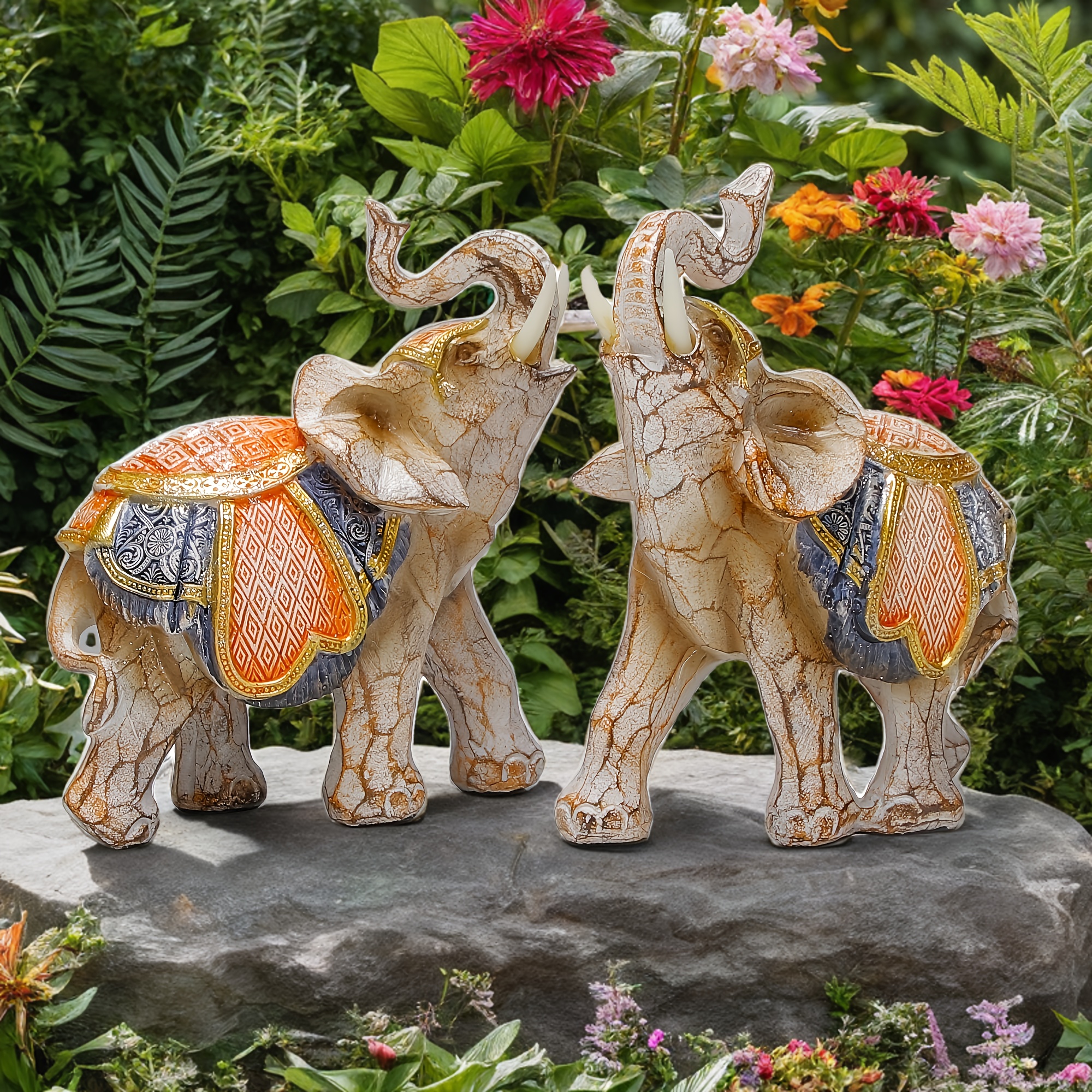 

Elephant Statue With - Elephant Figurine For Home Decor And Collectible - 5.5" L X 5" H