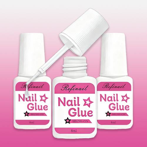 3pcs brush type nail super strong quick dry durable for press on nails nail art stickers crystal rhinestones 3