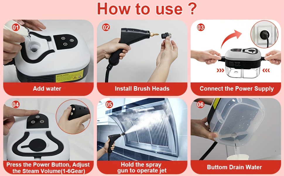 2500 w steam cleaner for household use portable pressurized steam cleaner high temperature steamer for car detailing grout sofa floor tiles bathroom microwave mattress bed bug removal windows Product details 3