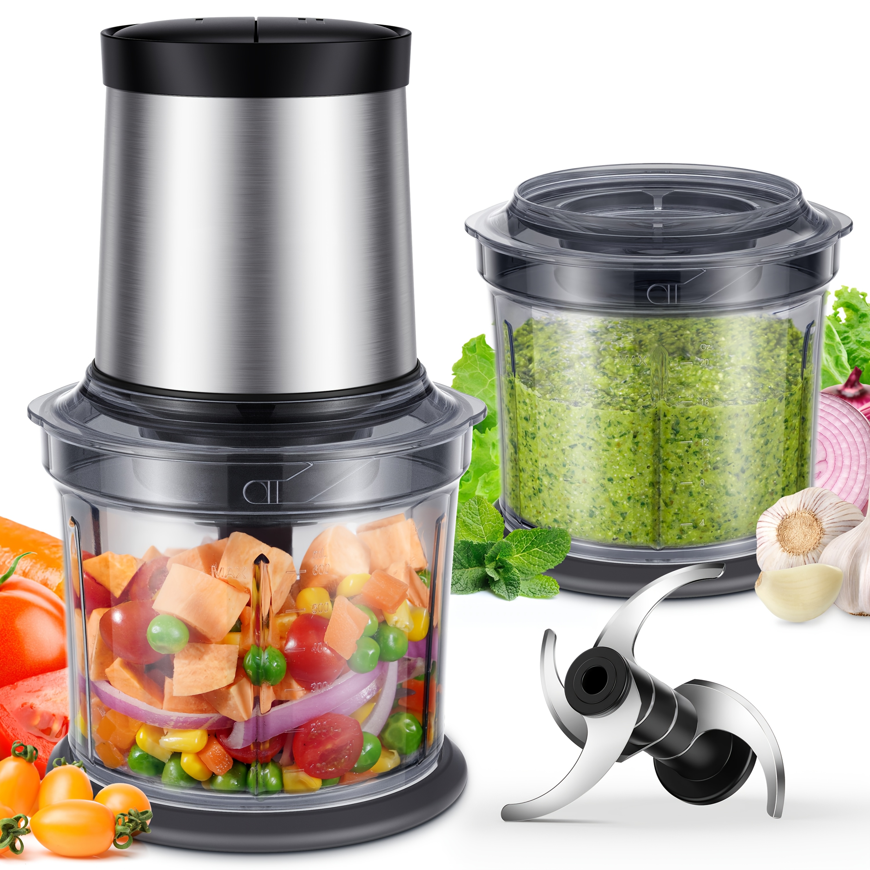TEMU Food Processor 4 Cup, Electric Food Chopper, [small But Powerful]meat Grinder With 2 Bowls, 2 Speed & For Vegetable, Meat, Nuts, Functions For