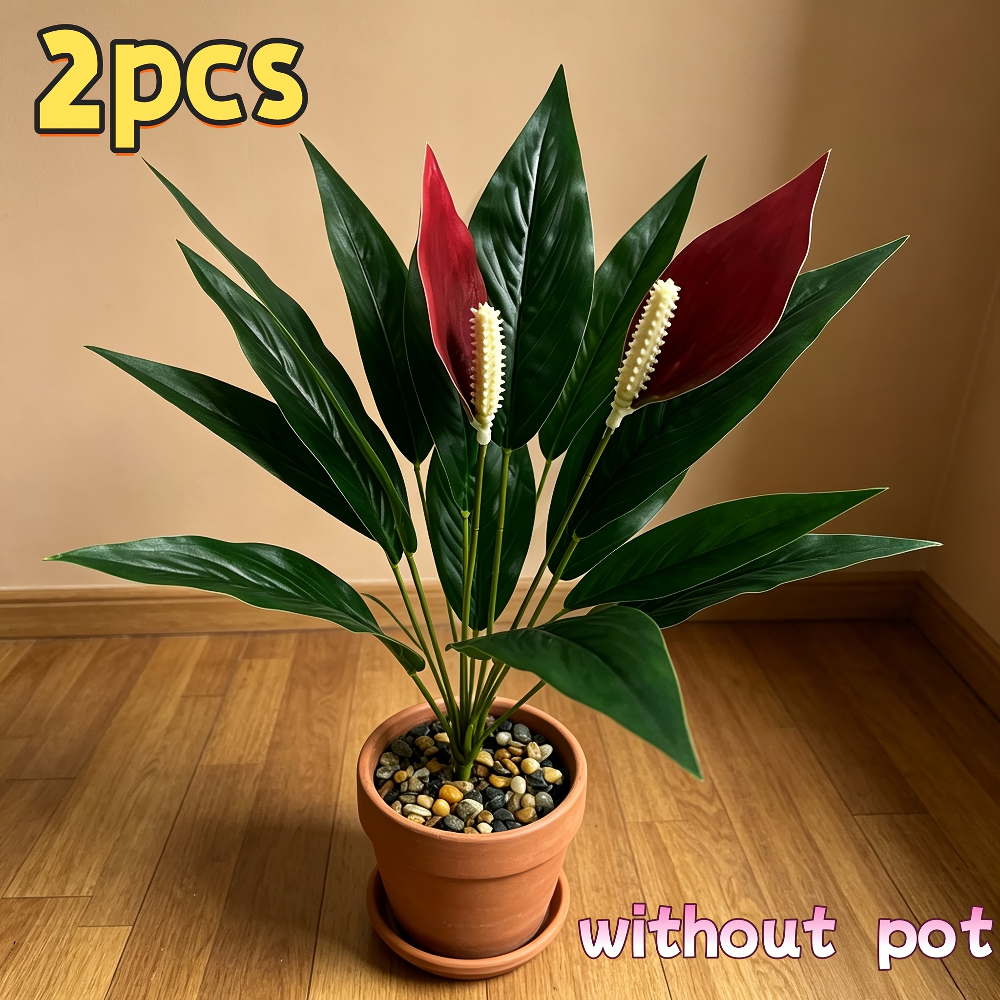 Image of 2pcs All-scene High-simulation Red Phoenix Flower Tree | Fresh Natural Easy Grand, Indoor Outdoor Mixed Landscape , Center Scene, Courtyard Edge Decoration, Indoor Living Room Full Area Scene