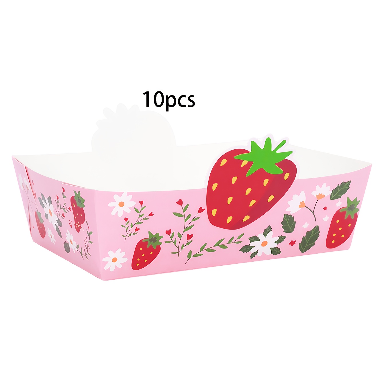 E-shop 10/ Stück Hellrosa und Rote Erdbeer Papier Servierplatten Niedliche Erdbeer Snack Schüssel Dessert Boote Teller für Erdbeer Thema Erdbeer