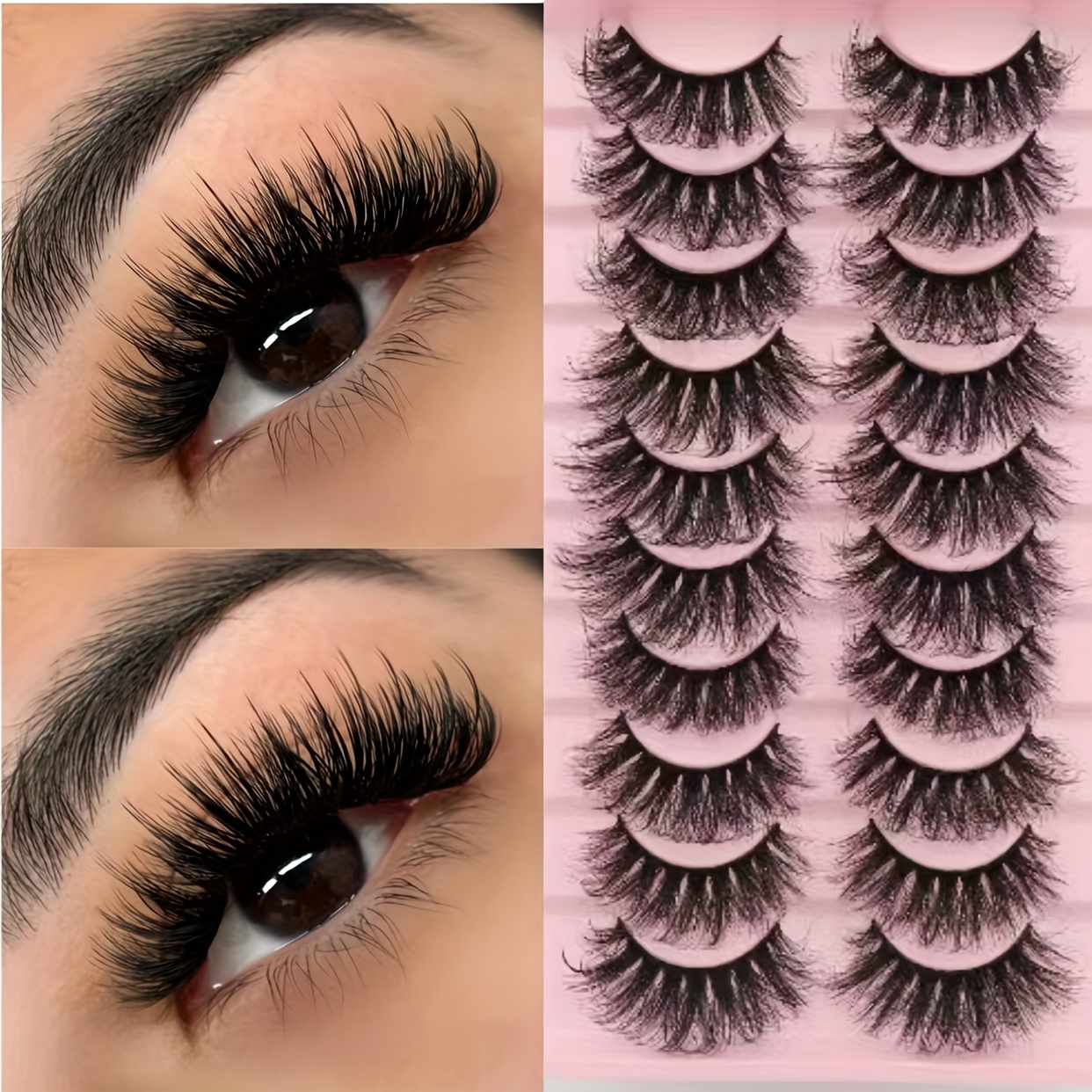 

False Eyelashes - Easy-to-apply, Reusable & Self-adhesive For Beginners | Pack With Mixed Styles (cat Eye, Fluffy, Wispy) /d , 10-15mm Lengths, Thick, Eyelash, Makeup, Instant