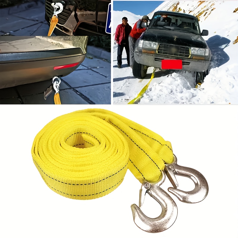 1pc sturdy 3 ton pulling rope vivid yellow tough nylon strap break strength of 122     storage bag and metal hook ideal for emergency vehicle recovery off road applications auto Product details 0