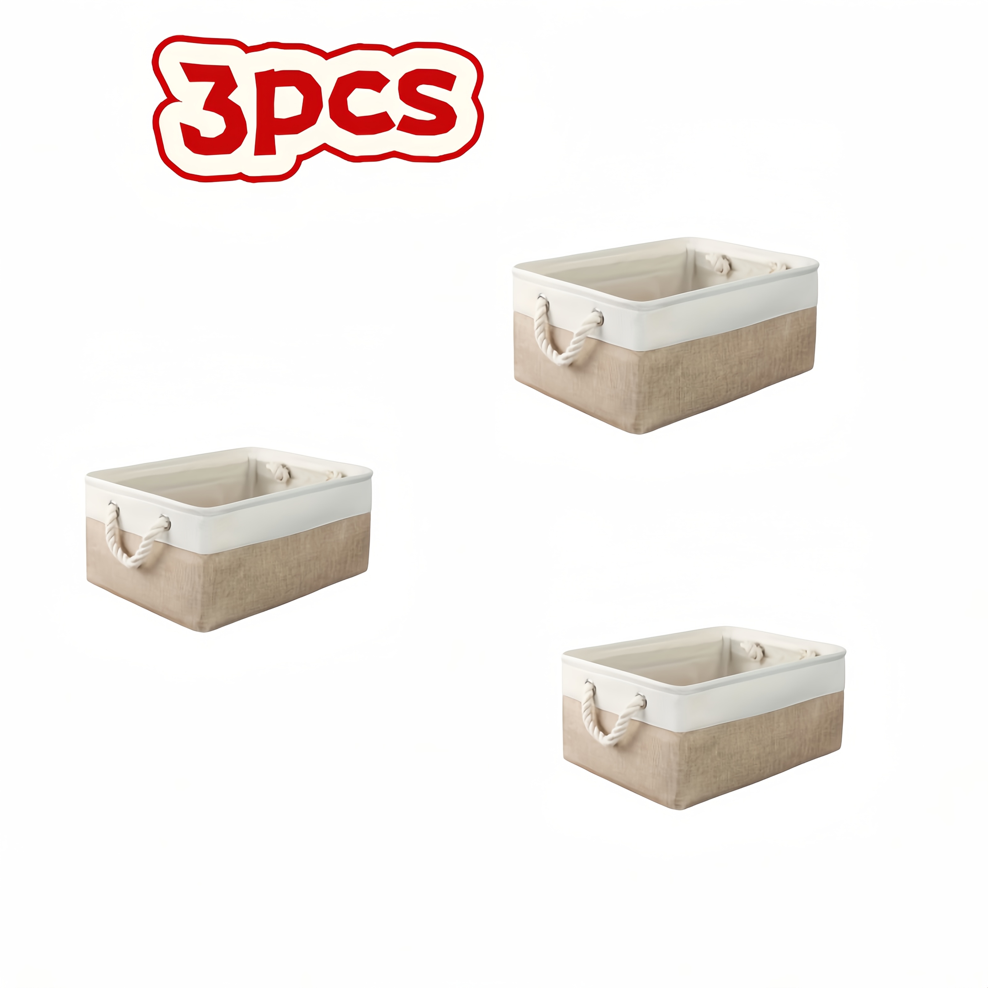 TEMU 3er-Set Moderne Stoff-Aufbewahrungskörbe mit stabilem Gestell, geeignet für Bücher, Kleidung, Decken – Dekorative Behälter für Schlafzimmer,